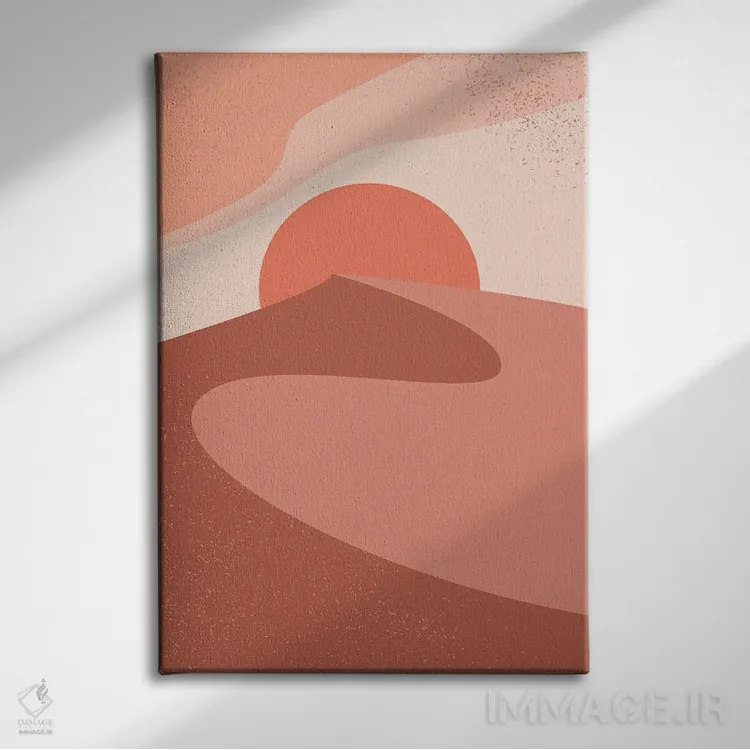 تابلو مینیمال غروب تپه شنی سرخ اثر ان شیپ - نمای روبهرو روی دیوار