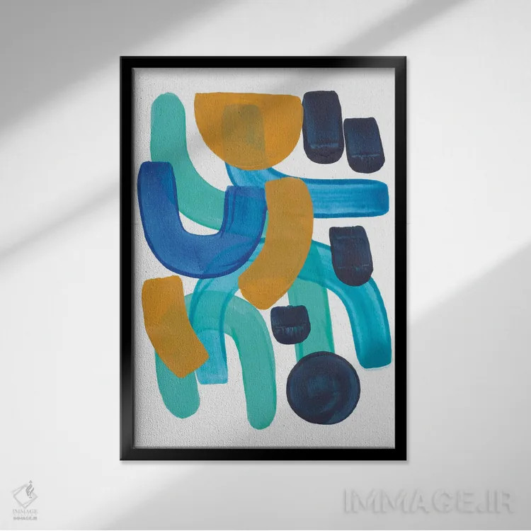 تابلو مینیمال آب از خورشید جاری می شود اثر ان شیپ - نمای قابدار مشکی