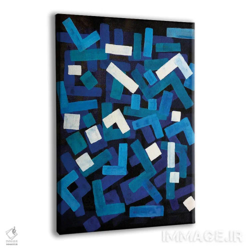 تابلو انتزاعی جاز آبی اثر ان شیپ - نمای پرسپکتیو محصول