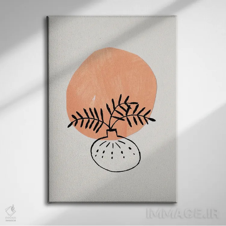 تابلو مینیمال گلدان گل مینیمال اثر ان شیپ - نمای روبهرو روی دیوار