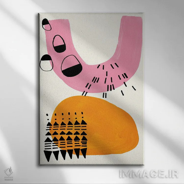 تابلو مینیمال مردمان صورتی اثر ان شیپ - نمای روبهرو روی دیوار