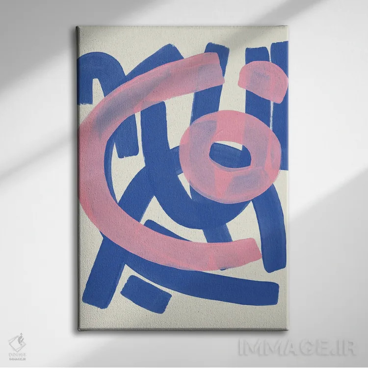 تابلو مینیمال صورتی قبیله ای اثر ان شیپ - نمای روبهرو روی دیوار