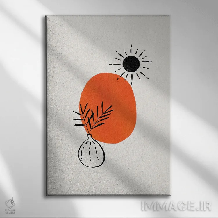 تابلو مینیمال گیاه نارنجی مینیمال اثر ان شیپ - نمای روبهرو روی دیوار