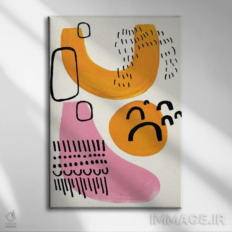 تابلو مینیمال یتی صورتی اثر ان شیپ - نمای روبهرو روی دیوار