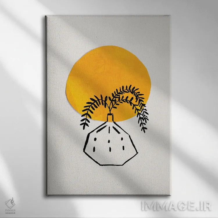 تابلو مینیمال گیاه طلوع خورشید اثر ان شیپ - نمای روبهرو روی دیوار