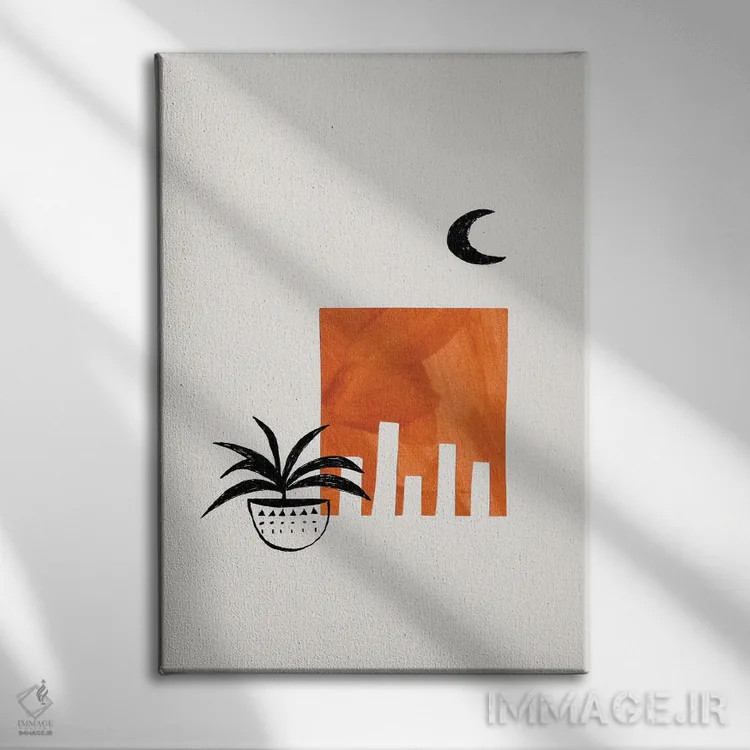تابلو مینیمال گیاه آپارتمانی میانه قرن اثر ان شیپ - نمای روبهرو روی دیوار