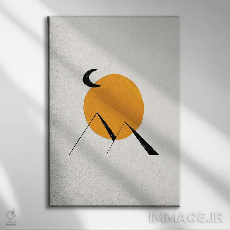 تابلو مینیمال اهرام زرد باستانی اثر ان شیپ - نمای روبهرو روی دیوار