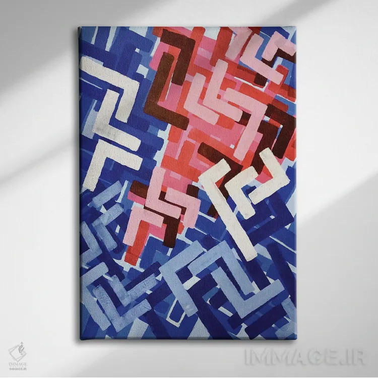 تابلو انتزاعی گرافیتی آدامس بادکنکی اثر ان شیپ - نمای روبهرو روی دیوار