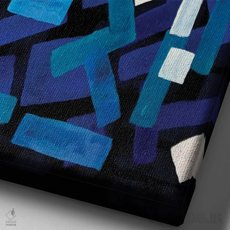 تابلو انتزاعی جاز آبی اثر ان شیپ - نمای نزدیک بافت بوم