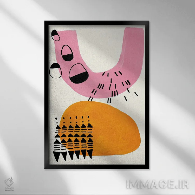 تابلو مینیمال مردمان صورتی اثر ان شیپ - نمای قابدار مشکی