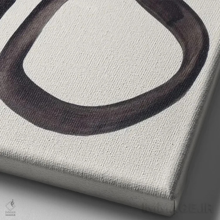 تابلو مینیمال حلقه خردلی رنگ اثر ان شیپ - نمای نزدیک بافت بوم