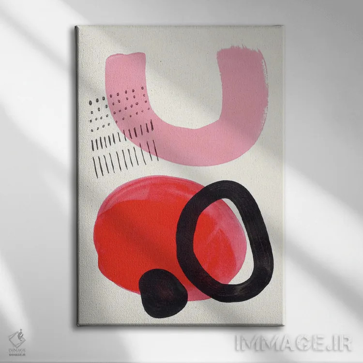 تابلو مینیمال بوسه سرخ اثر ان شیپ - نمای روبهرو روی دیوار