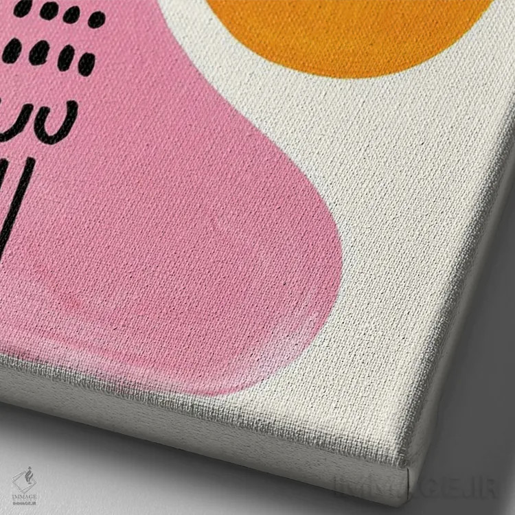 تابلو مینیمال یتی صورتی اثر ان شیپ - نمای نزدیک بافت بوم