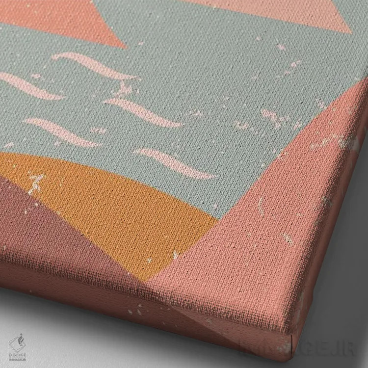 تابلو مینیمال خورشید کوهستان اقیانوس اثر ان شیپ - نمای نزدیک بافت بوم