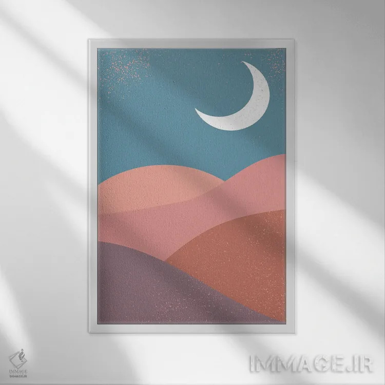 تابلو مینیمال کوه های ماه میانه قرن اثر ان شیپ - نمای قابدار سفید