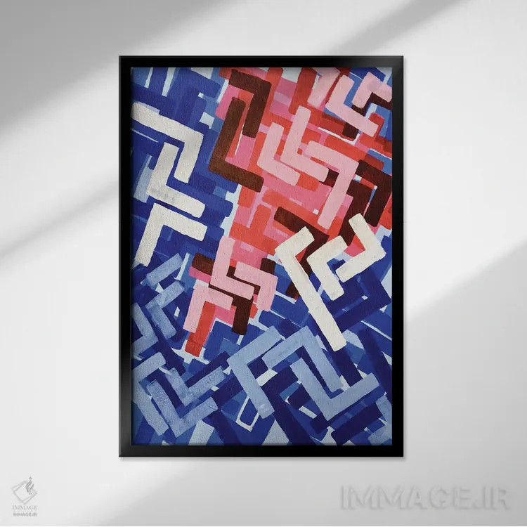 تابلو انتزاعی گرافیتی آدامس بادکنکی اثر ان شیپ - نمای قابدار مشکی