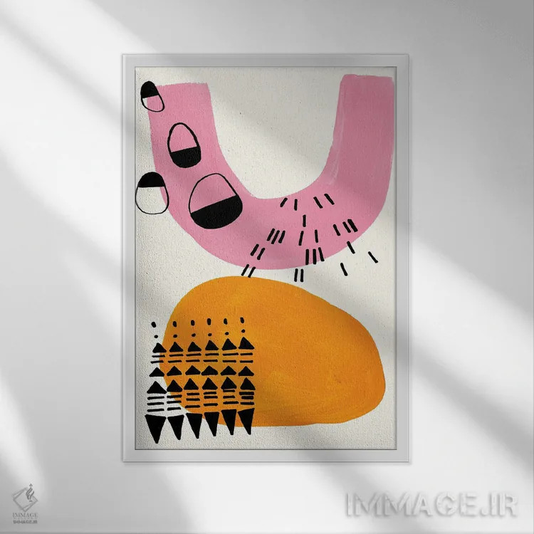 تابلو مینیمال مردمان صورتی اثر ان شیپ - نمای قابدار سفید