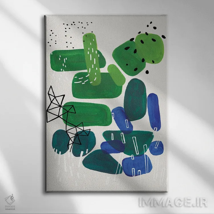 تابلو مینیمال شکوفه جلبک اثر ان شیپ - نمای روبهرو روی دیوار