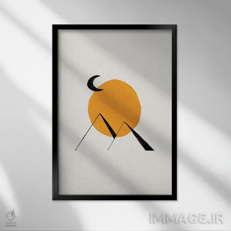 تابلو مینیمال اهرام زرد باستانی اثر ان شیپ - نمای قابدار مشکی