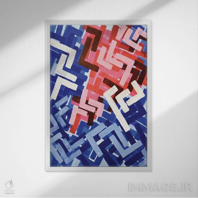 تابلو انتزاعی گرافیتی آدامس بادکنکی اثر ان شیپ - نمای قابدار سفید