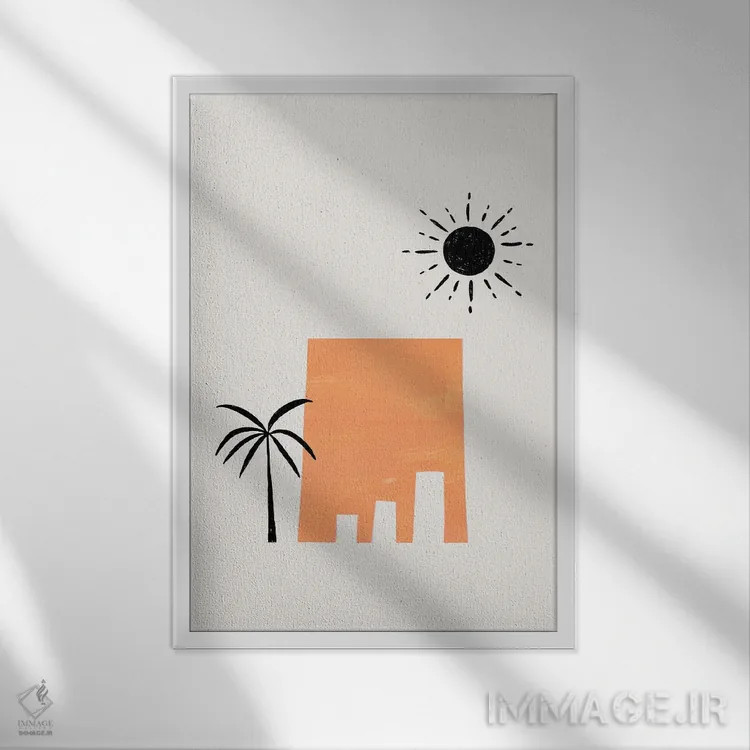 تابلو مینیمال ویرانه های باستانی پترا اثر ان شیپ - نمای قابدار سفید