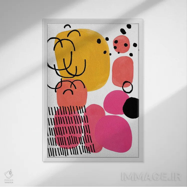 تابلو مینیمال آبنبات سفت اثر ان شیپ - نمای قابدار سفید