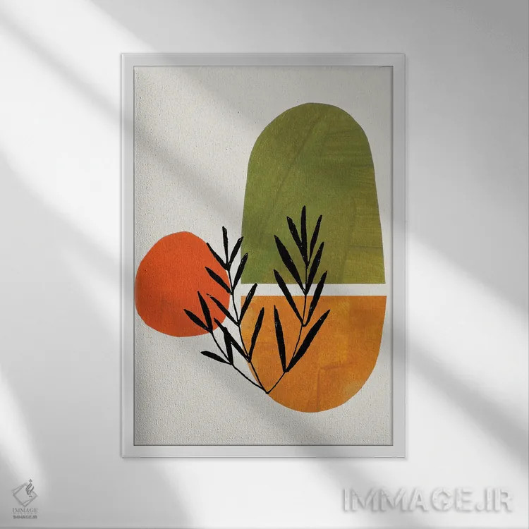 تابلو مینیمال تاک پاییزی اثر ان شیپ - نمای قابدار سفید