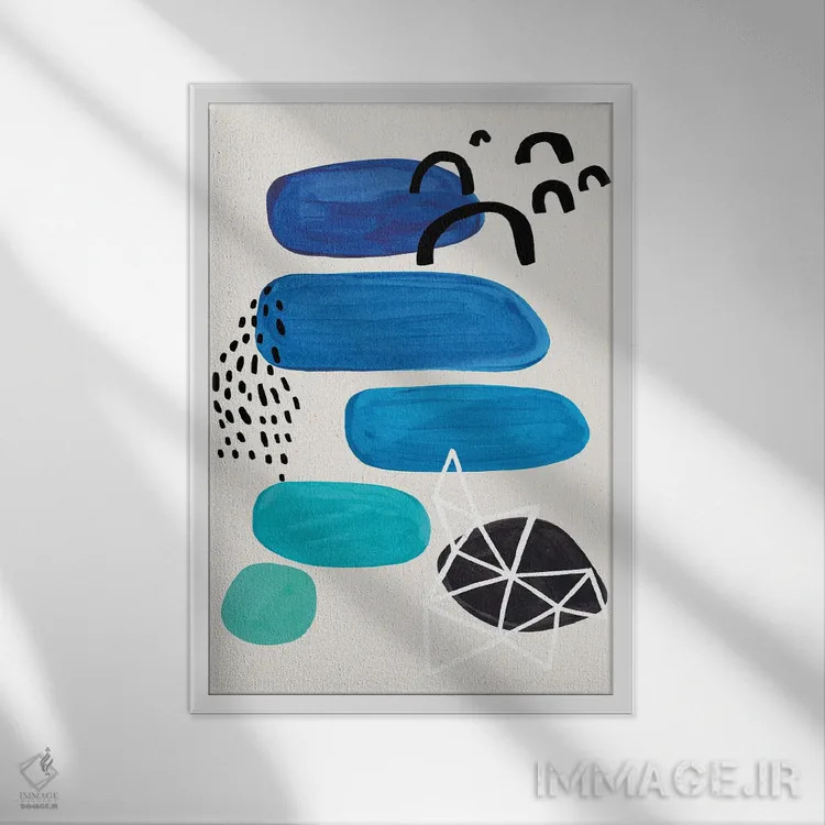 تابلو مینیمال هفت دریا اثر ان شیپ - نمای قابدار سفید