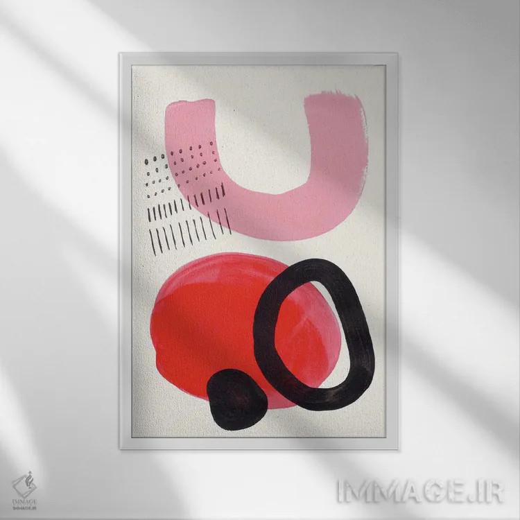 تابلو مینیمال بوسه سرخ اثر ان شیپ - نمای قابدار سفید