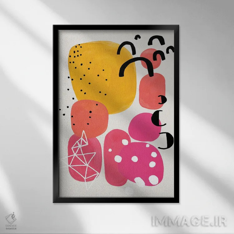 تابلو مینیمال آبنبات ارغوانی اثر ان شیپ - نمای قابدار مشکی