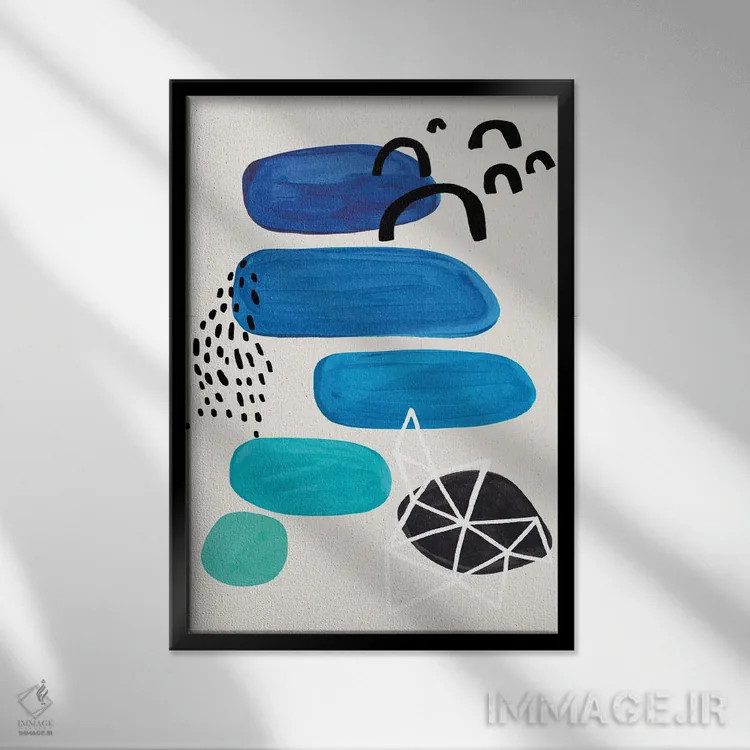 تابلو مینیمال هفت دریا اثر ان شیپ - نمای قابدار مشکی