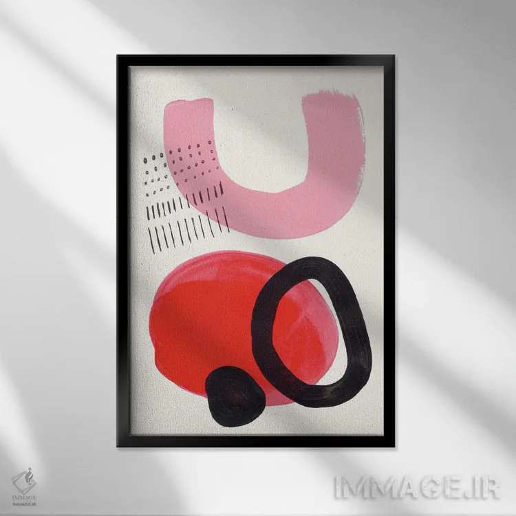 تابلو مینیمال بوسه سرخ اثر ان شیپ - نمای قابدار مشکی