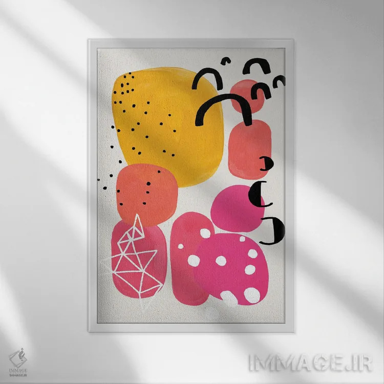 تابلو مینیمال آبنبات ارغوانی اثر ان شیپ - نمای قابدار سفید