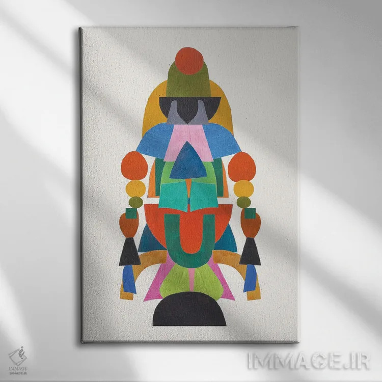 تابلو مینیمال رقاص کیهانی اثر ان شیپ - نمای روبهرو روی دیوار