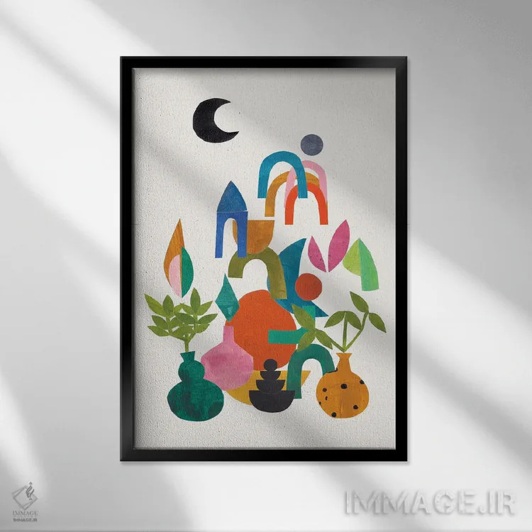 تابلو مینیمال باغ ماه اثر ان شیپ - نمای قابدار مشکی