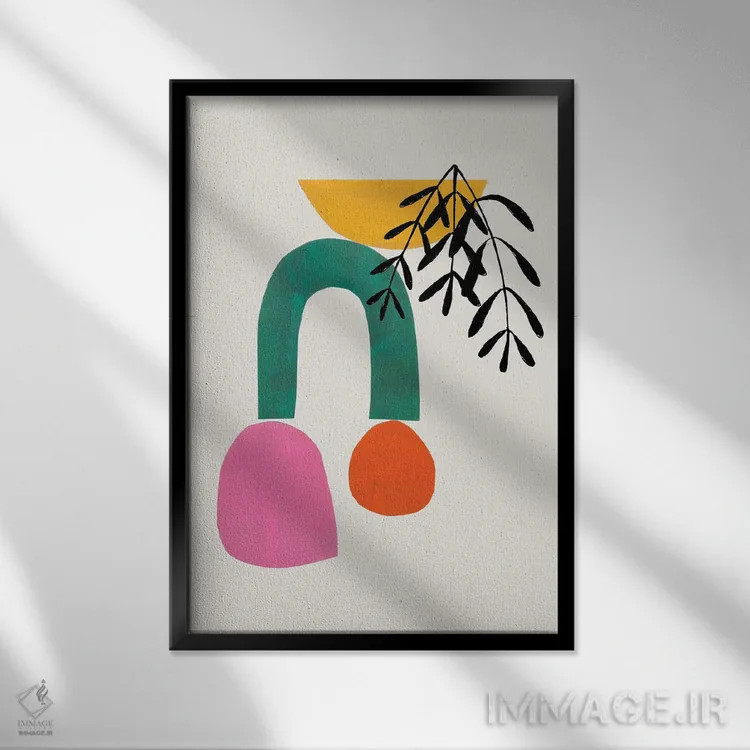 تابلو مینیمال باغ شکوفا اثر ان شیپ - نمای قابدار مشکی