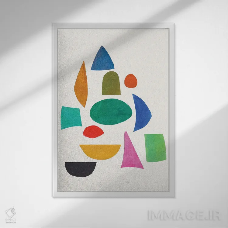 تابلو مینیمال چشم های موزاییکی اثر ان شیپ - نمای قابدار سفید