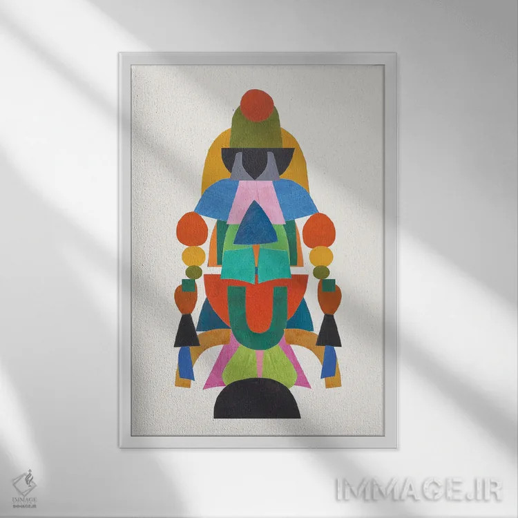 تابلو مینیمال رقاص کیهانی اثر ان شیپ - نمای قابدار سفید