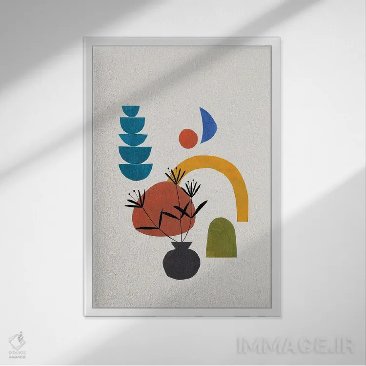 تابلو مینیمال صعود پاییزی اثر ان شیپ - نمای قابدار سفید