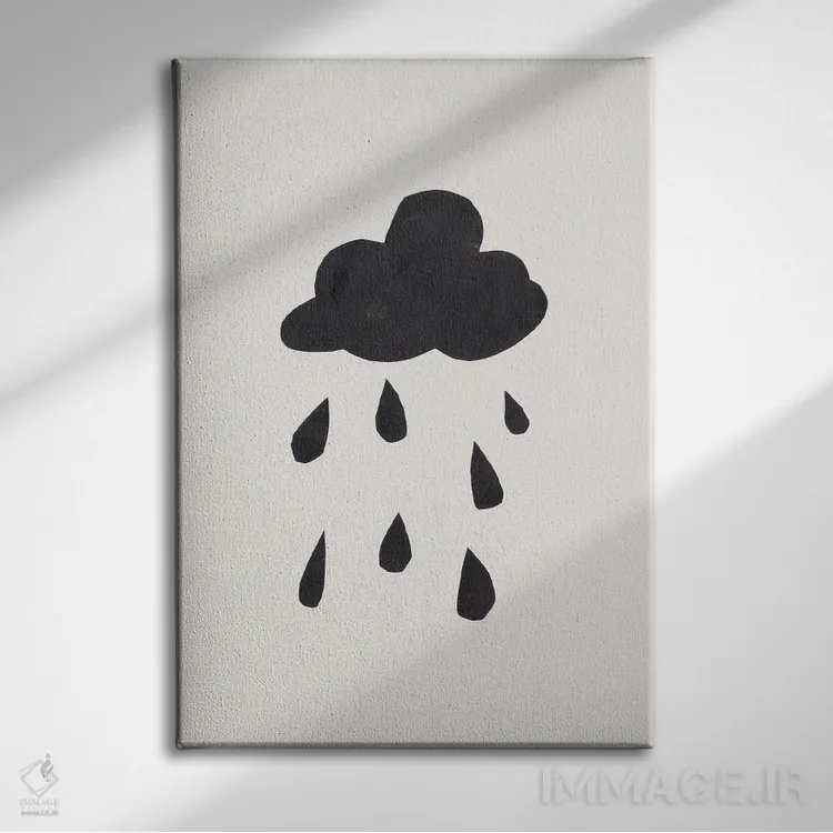 تابلو مینیمال باران مرکب اثر ان شیپ - نمای روبهرو روی دیوار