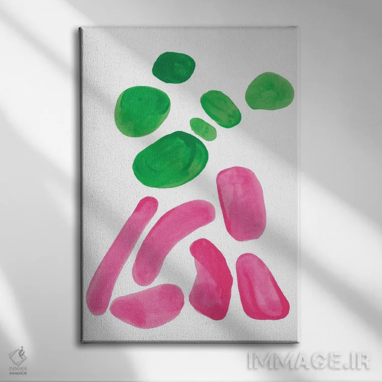 تابلو مینیمال سنگ ریزه های بهاری اثر ان شیپ - نمای روبهرو روی دیوار