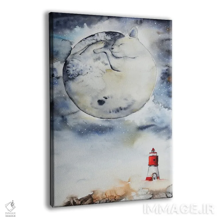 تابلو دکوراتیو گربه ماه اثر اوگنیا اسمیرنوا - نمای پرسپکتیو محصول