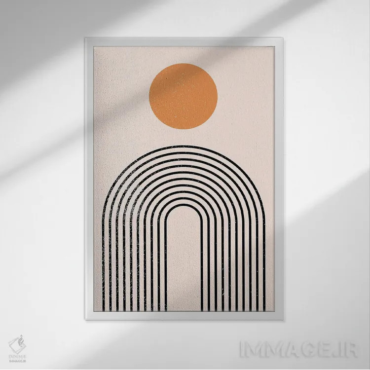 تابلو مینیمال طلوع میان سده ای اثر ان شیپ - نمای قابدار سفید