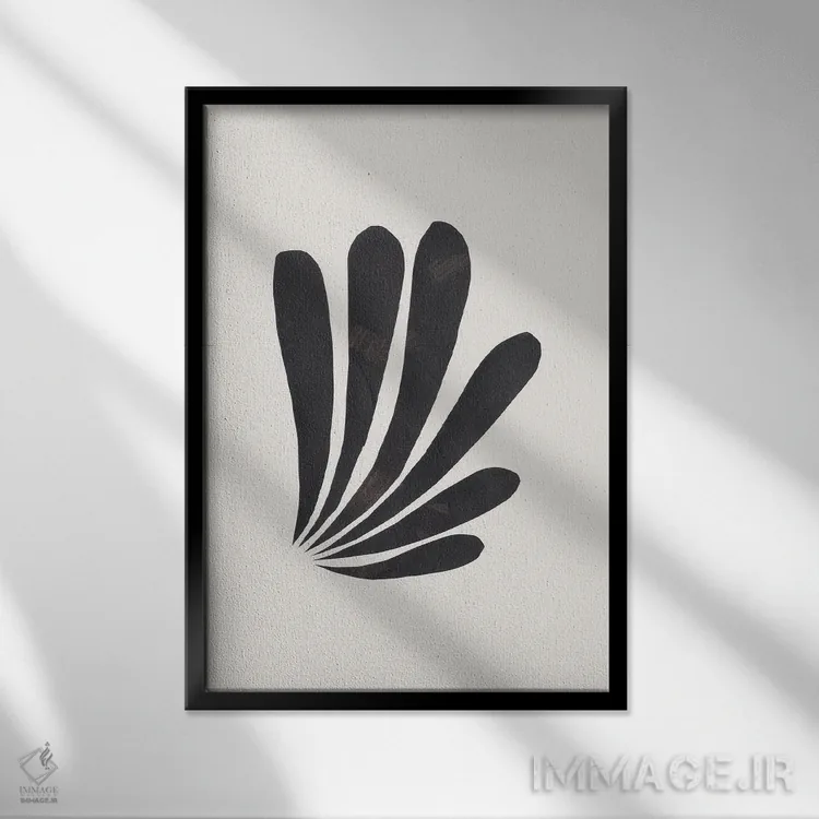 تابلو مینیمال پرهای طوطی اثر ان شیپ - نمای قابدار مشکی