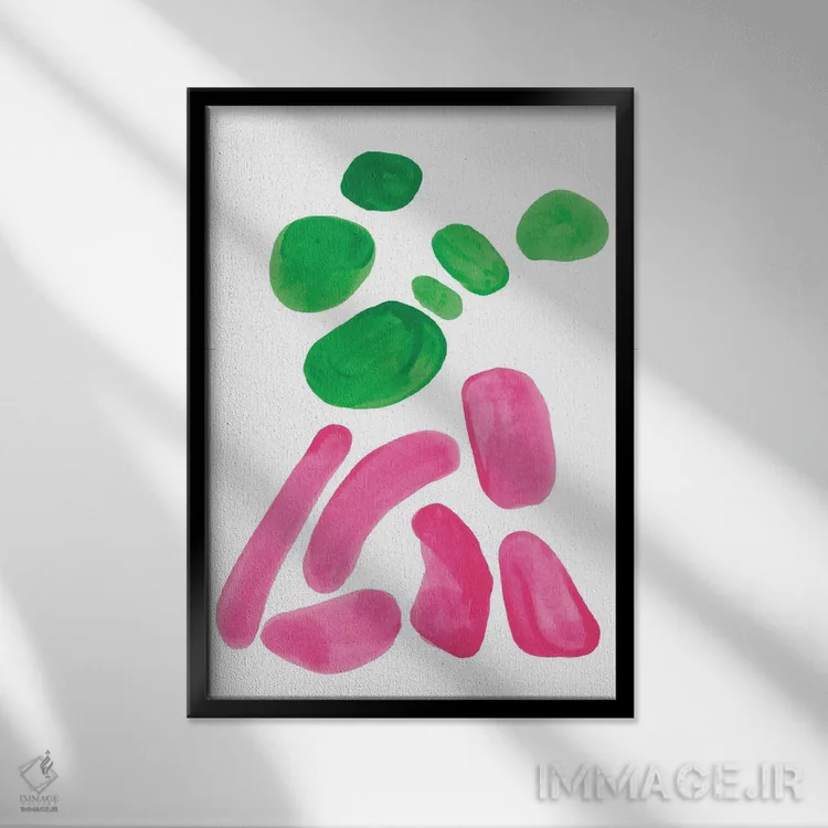 تابلو مینیمال سنگ ریزه های بهاری اثر ان شیپ - نمای قابدار مشکی