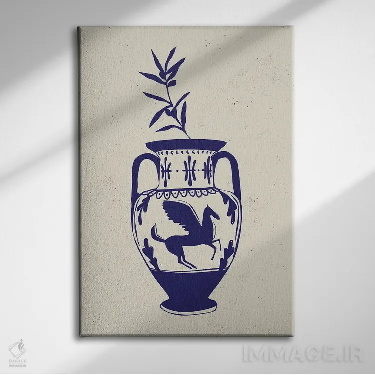 تابلو دکوراتیو گلدان یونانی اثر اوگنیا اسمیرنوا - نمای روبهرو روی دیوار