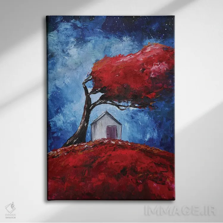 تابلو دکوراتیو زیر درخت سرخ اثر اوگنیا اسمیرنوا - نمای روبهرو روی دیوار