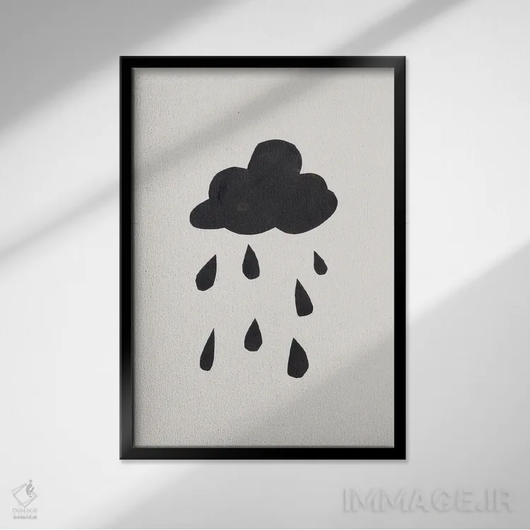 تابلو مینیمال باران مرکب اثر ان شیپ - نمای قابدار مشکی