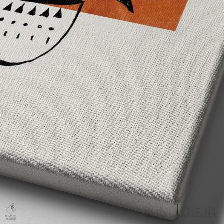 تابلو مینیمال گیاه ماه با رنگ قهوه ای خام اثر ان شیپ - نمای نزدیک بافت بوم