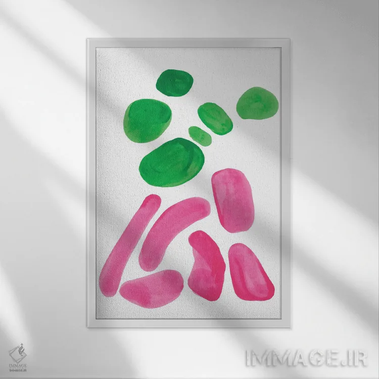 تابلو مینیمال سنگ ریزه های بهاری اثر ان شیپ - نمای قابدار سفید